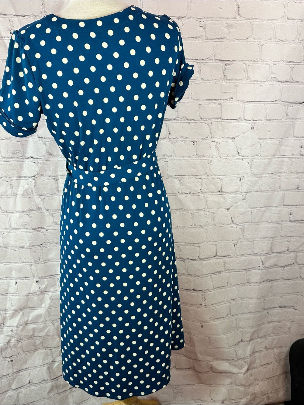J. Jill Polka Dot Midi Dress Tie Waist women S a-line retro classic minimalist - Picture 3 of 8